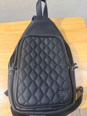 lug Black Quilted Sling Bag for Men